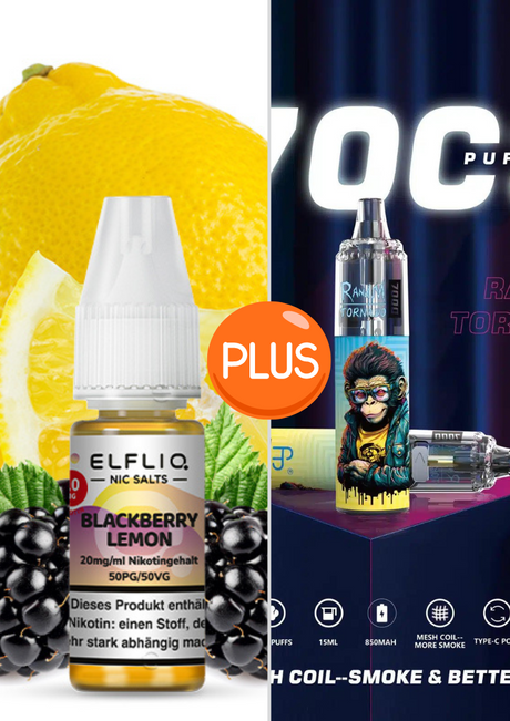 Elf Bar Elfliq set - Blackberry Lemonade 20mg + RandM Tornado 7000 Akku