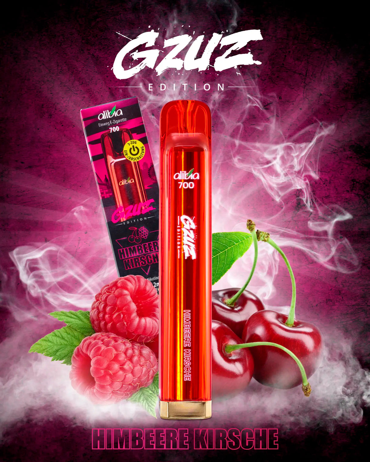 Crystal Einweg E-Zigarette Gzuz V2 - Geschmack: Himbeere Kirsche