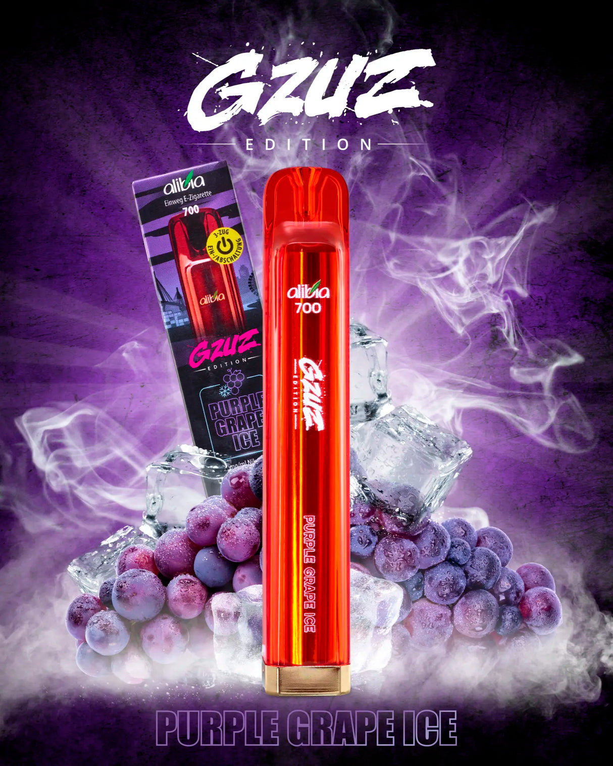 Crystal Einweg E-Zigarette Gzuz V2 - Geschmack: Purple Grape Ice