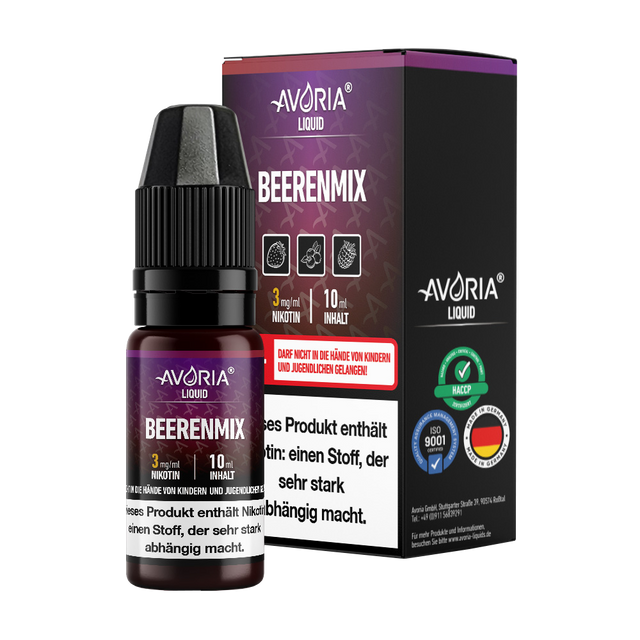 Avoria e-Liquid Beerenmix 10 ml – Fruchtiger Mix, Nikotin 3/6/12 mg/ml