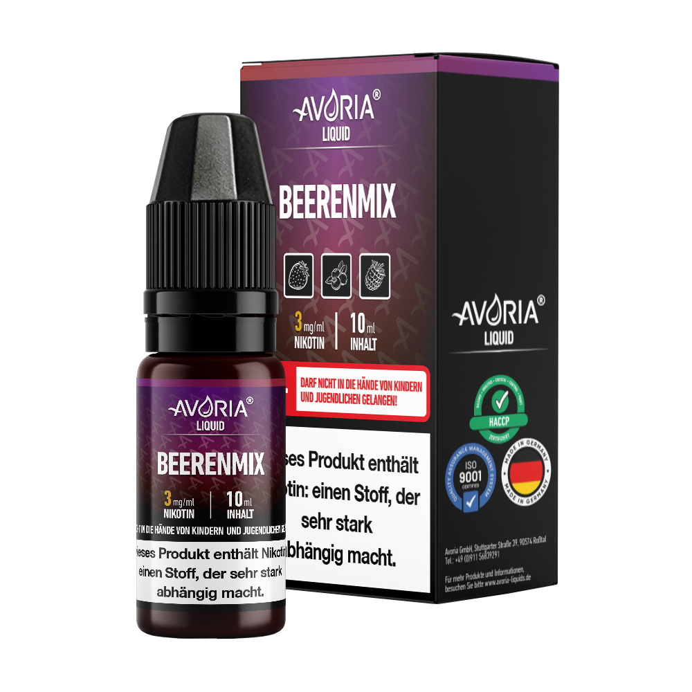 Avoria e-Liquid Beerenmix 10 ml – Fruchtiger Mix, Nikotin 3/6/12 mg/ml