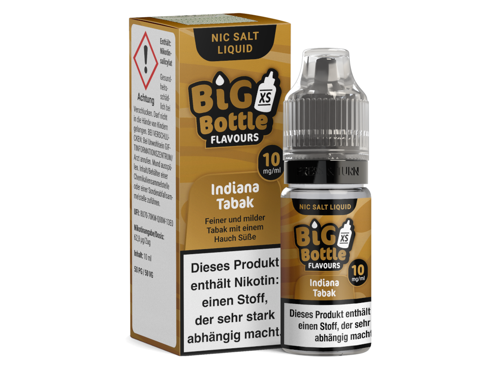 Big Bottle Indiana Tabak Nikotinsalz – Tabak mit süßer Note, 10 ml