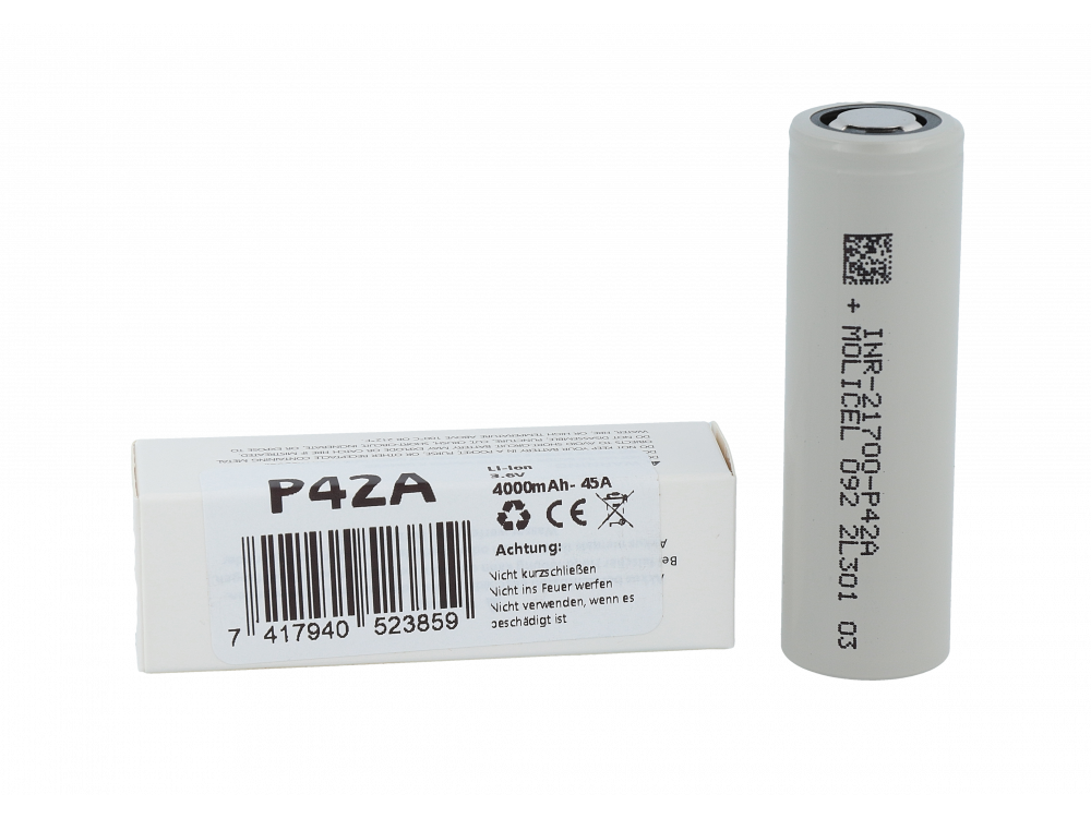 Molicel INR21700-P42A Akku 4000mAh – 45A Entladestrom für 300 Watt