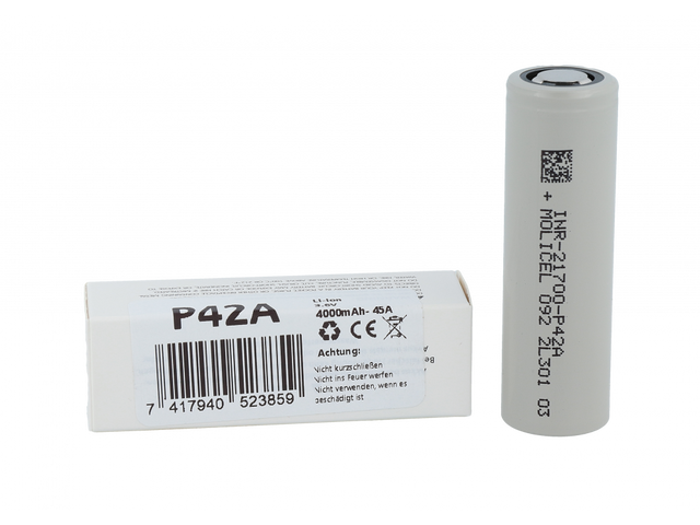 Molicel INR21700-P42A Akku 4000mAh – 45A Entladestrom für 300 Watt