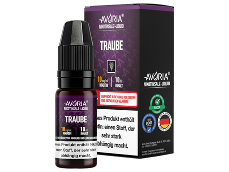 Avoria Nikotinsalz Liquid – Traube, 10 ml, für direktes Dampfen