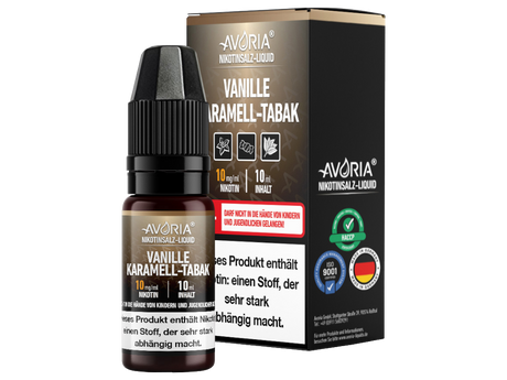 Avoria 10 ml Vanille-Karamell-Tabak Nikotinsalz Liquid