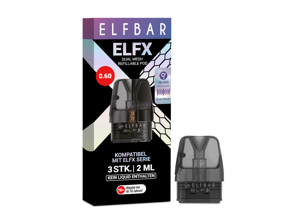 ELFX Pods von Elfbar – 0,6 Ohm & 0,8 Ohm, 3er Pack