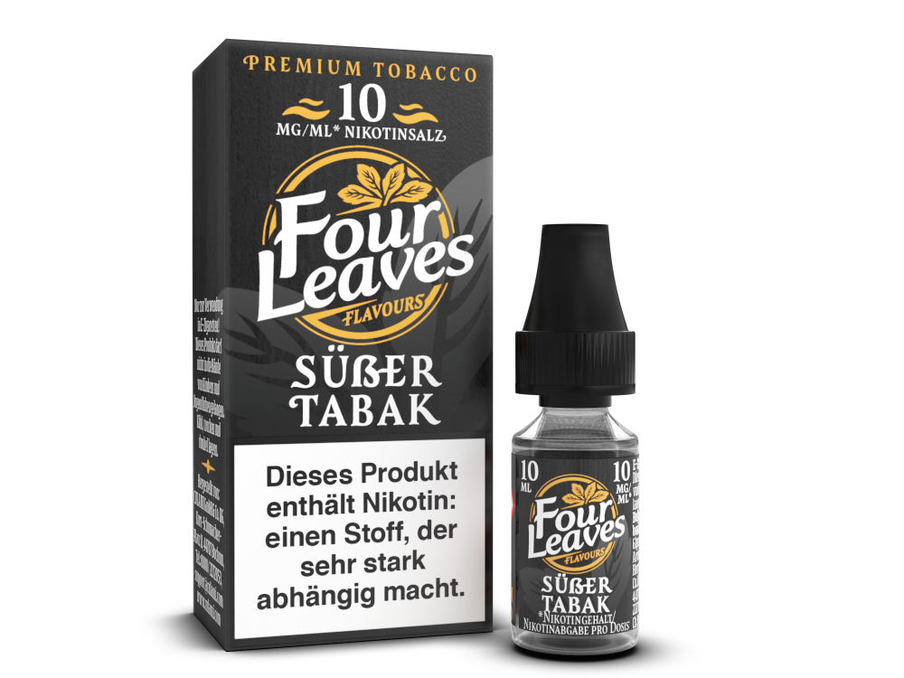 Four Leaves Süßer Tabak Nikotinsalz Liquid – 10 ml Intensiver Tabakgeschmack