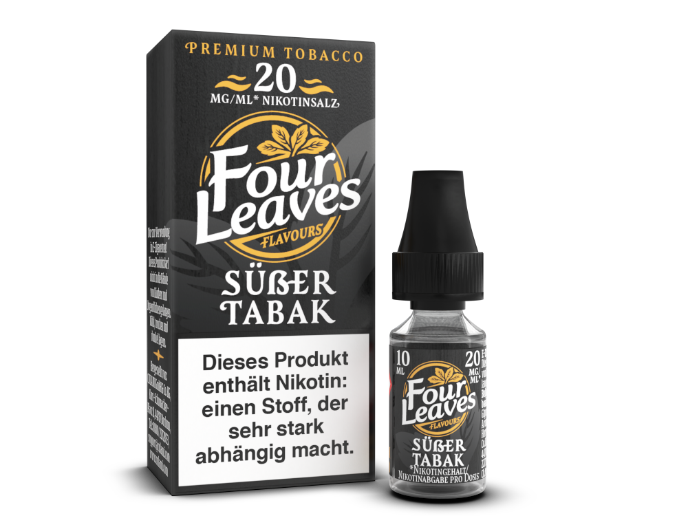 Four Leaves Süßer Tabak Nikotinsalz Liquid – 10 ml Intensiver Tabakgeschmack