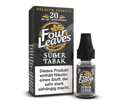 Four Leaves Süßer Tabak Nikotinsalz Liquid – 10 ml Intensiver Tabakgeschmack