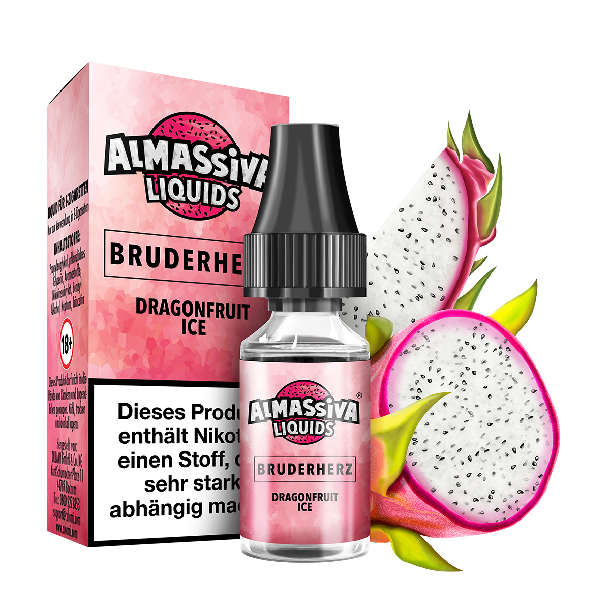 Al Massiva Nikotinsalz Liquid 10ml – Bruderherz – 10mg, exotische Drachenfrucht mit erfrischendem Ice-Kick. 