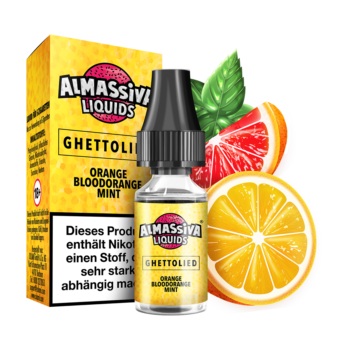 
Al Massiva Nikotinsalz Liquid 10ml – Ghettolied – 17mg, fruchtige Orange & Blutorange mit erfrischender 